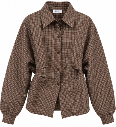 Ivivi Geruite Blouse 5010 Chocolate