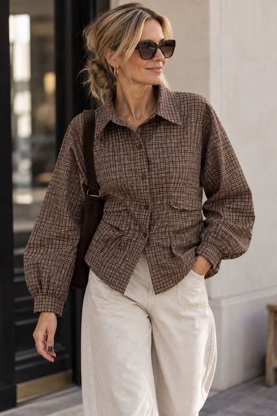 Ivivi Geruite Blouse 5010 Chocolate