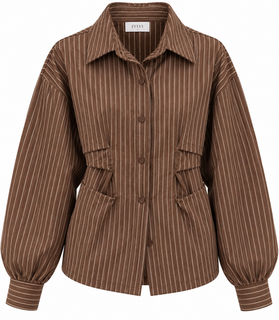 Ivivi Geruite Blouse H 4973 Chocolate