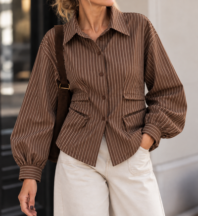 Ivivi Geruite Blouse H 4973 Chocolate
