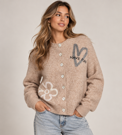 Freequent Nomas Cardigan Silver Mink Mel w Moonbeam