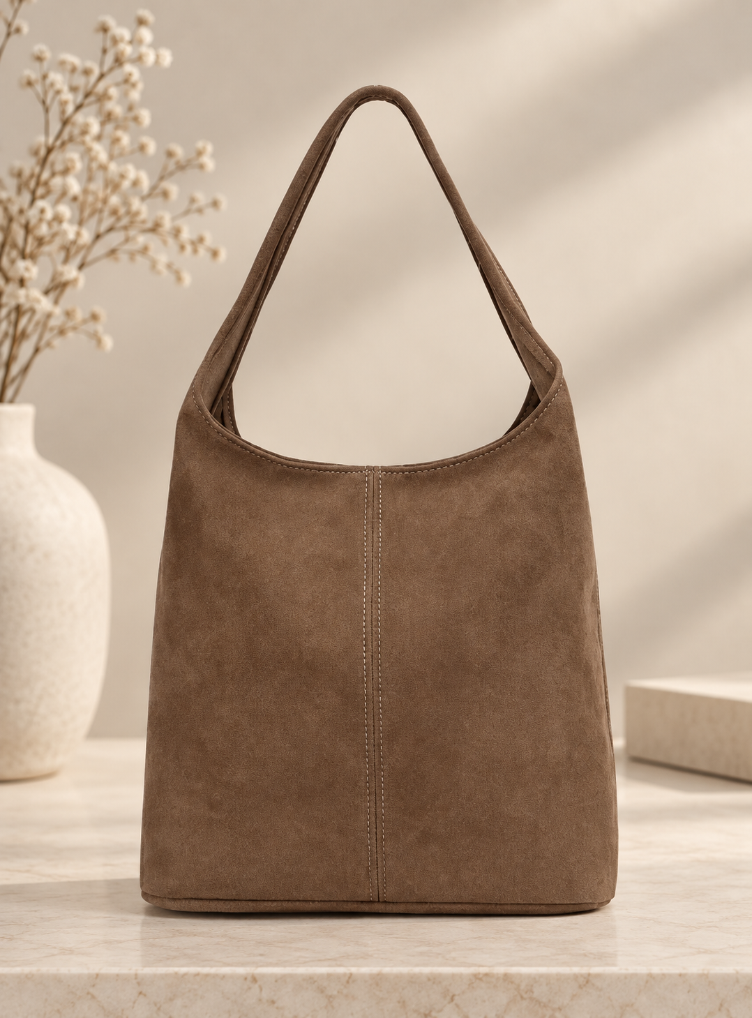 Shopper Tas Suede T410 taupe