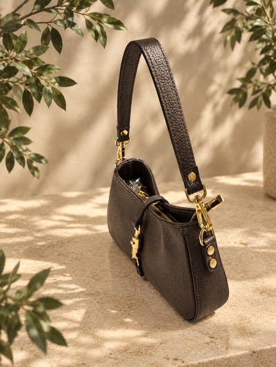 Lilly Schoudertas Leer T429 dark brown