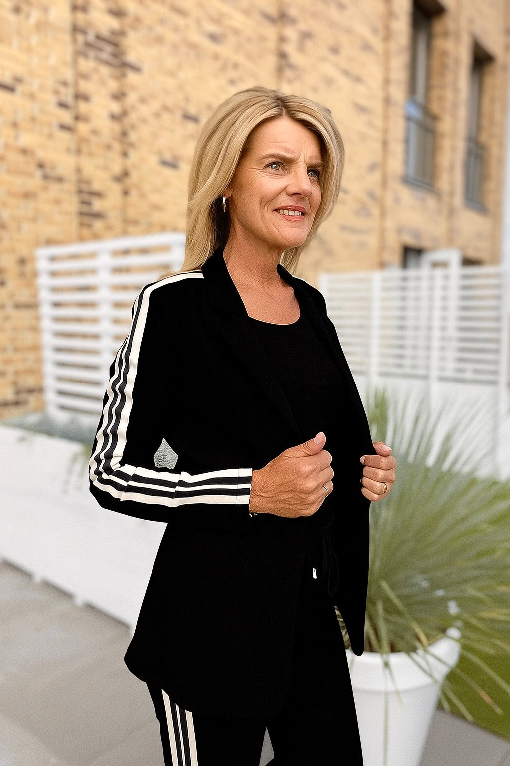 Mi Piace Travelstof Lange Blazer Tape 202667 zwart