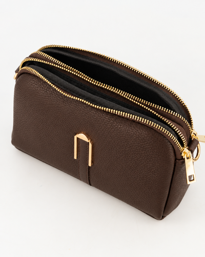 Carini Handtas Leer T417 dark brown