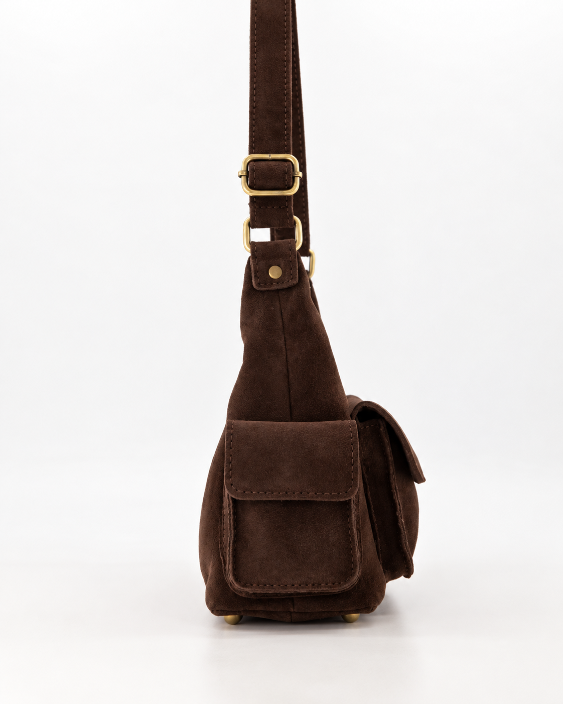 Sen Schoudertas Suede T432 dark brown