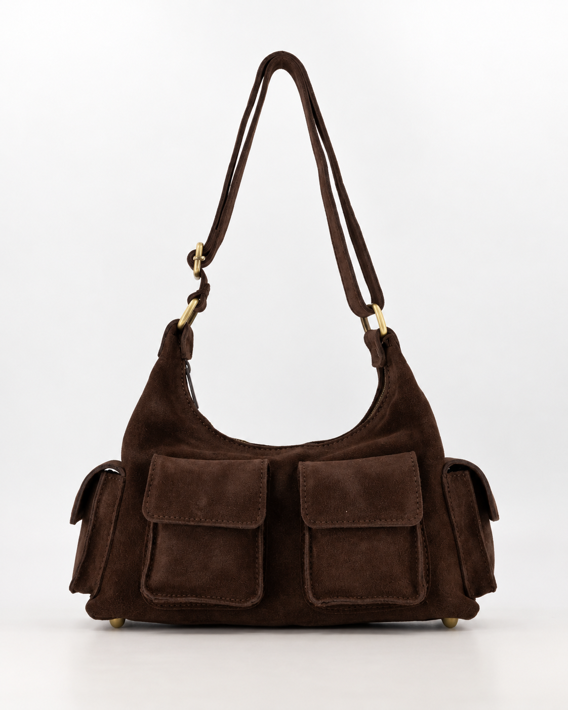 Sen Schoudertas Suede T432 dark brown