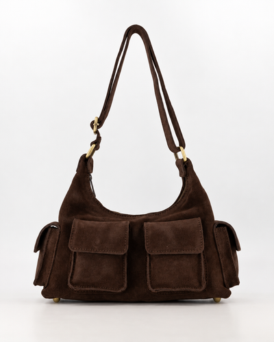 Sen Schoudertas Suede T432 dark brown