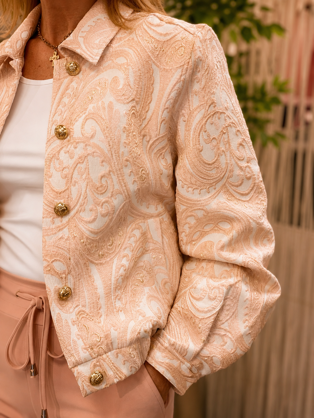 Mi Piace Travelstof Paisley Jacquard Jack 202795 mellow rose