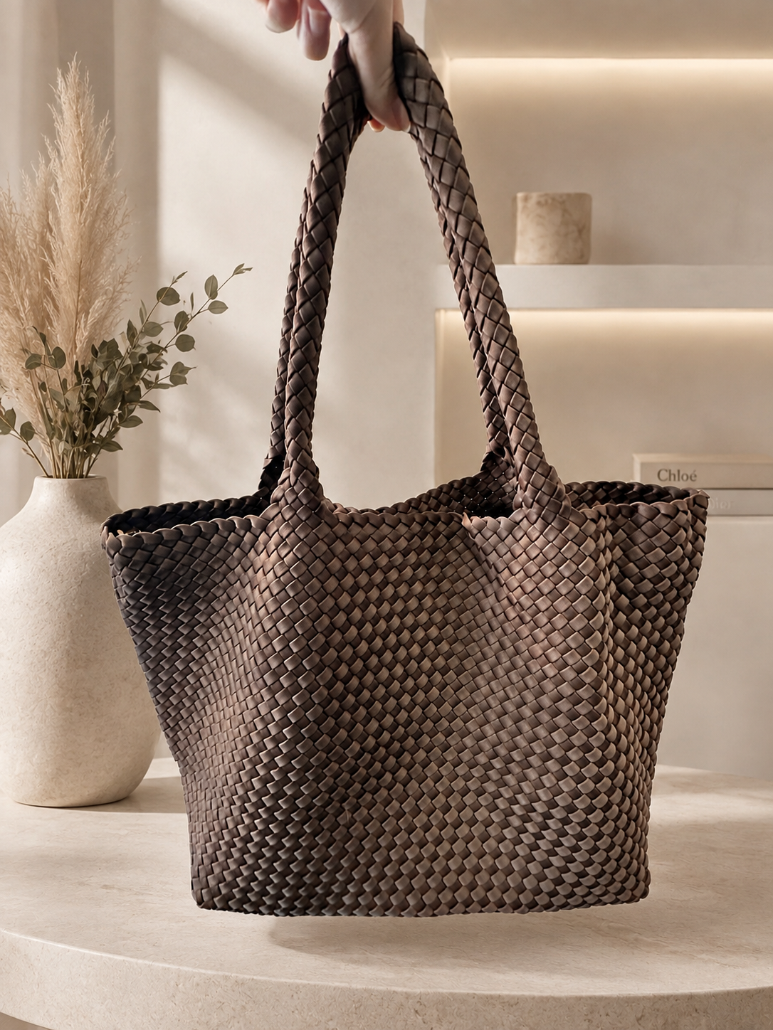 Georgie Shopper Tas Gevlochten T409 mocha bruin