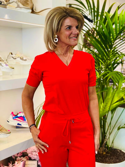 Mi Piace Travelstof Top V-Hals rood 202271