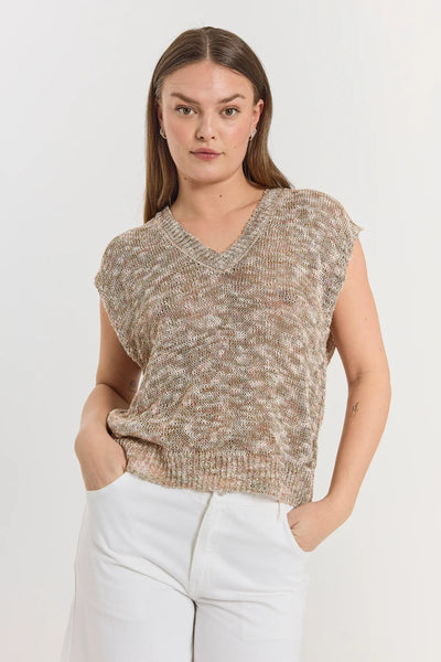 Freequent Balter Gilet moonbeam w. deep lichen green