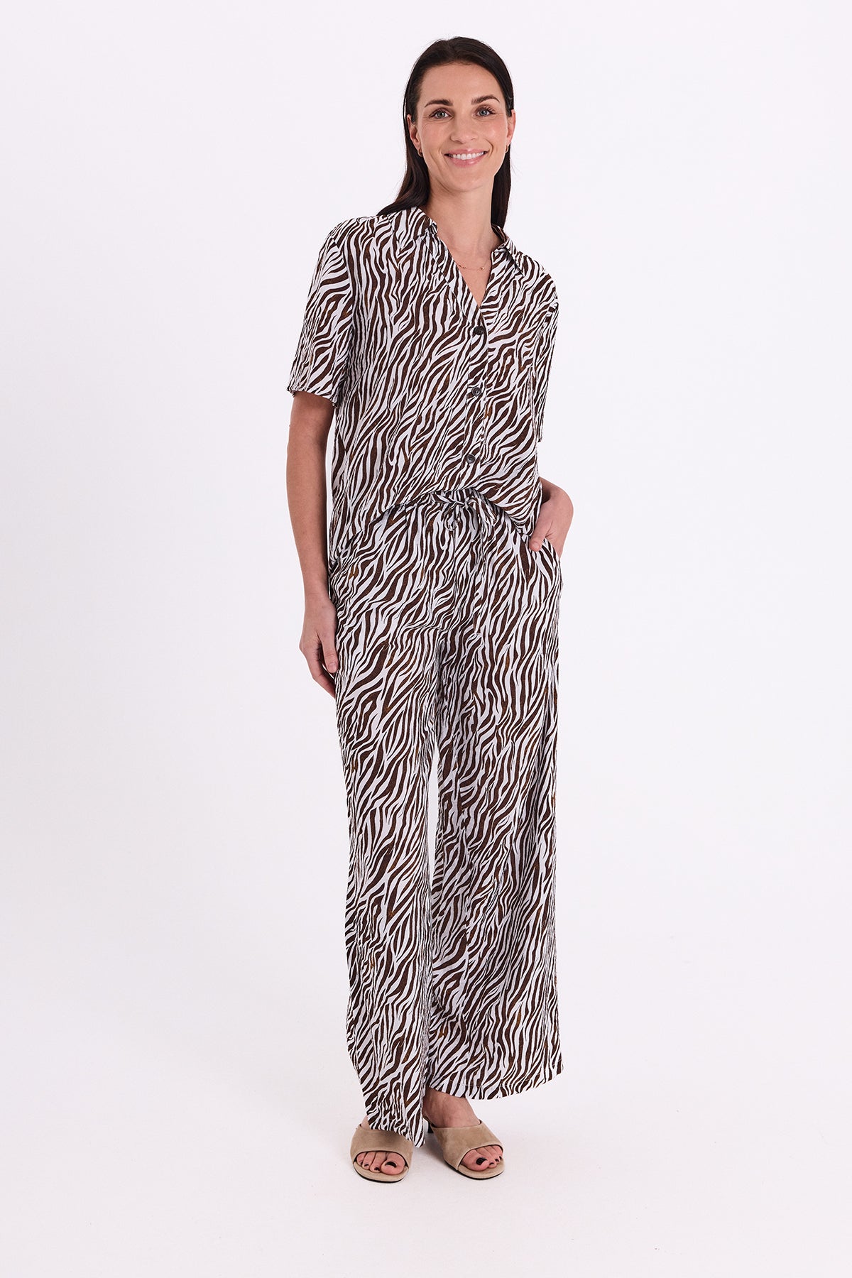 Freequent Mele Broek brilliant white w. coffee bean