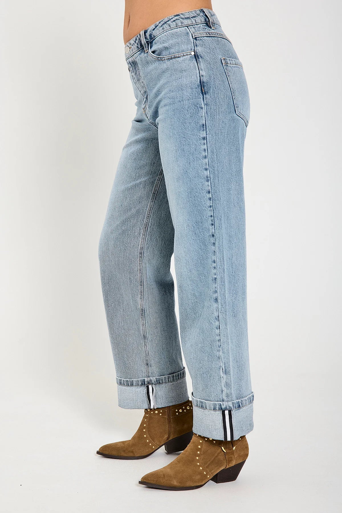 Freequent Midde Turn Up Jeans L32 light blue denim