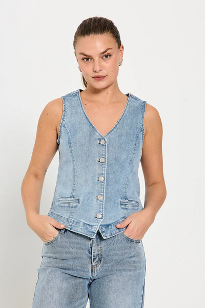 Freequent Halsey Gilet light blue denim