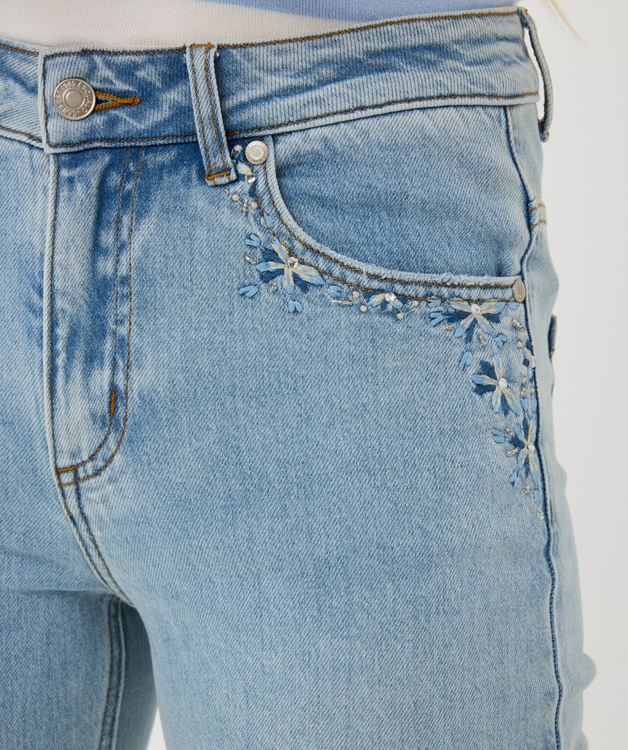 Esqualo Embroidery Jeans Broek denim blauw SP25.12009