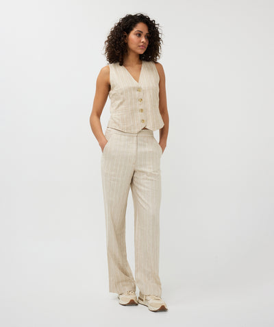 Esqualo Broek Linen Stripe sand SP25.17007