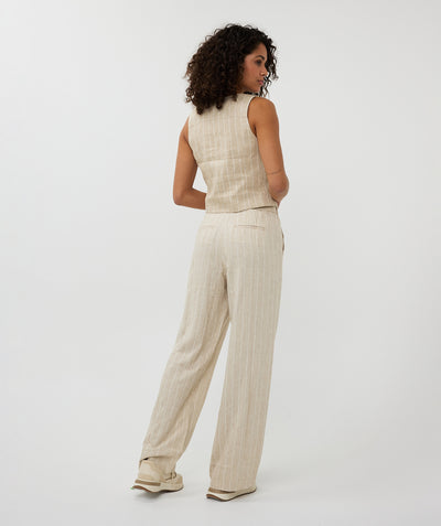 Esqualo Broek Linen Stripe sand SP25.17007