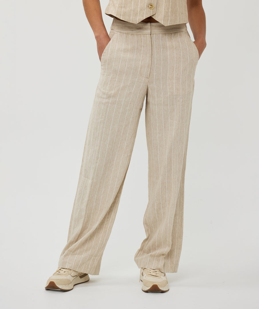 Esqualo Broek Linen Stripe sand SP25.17007