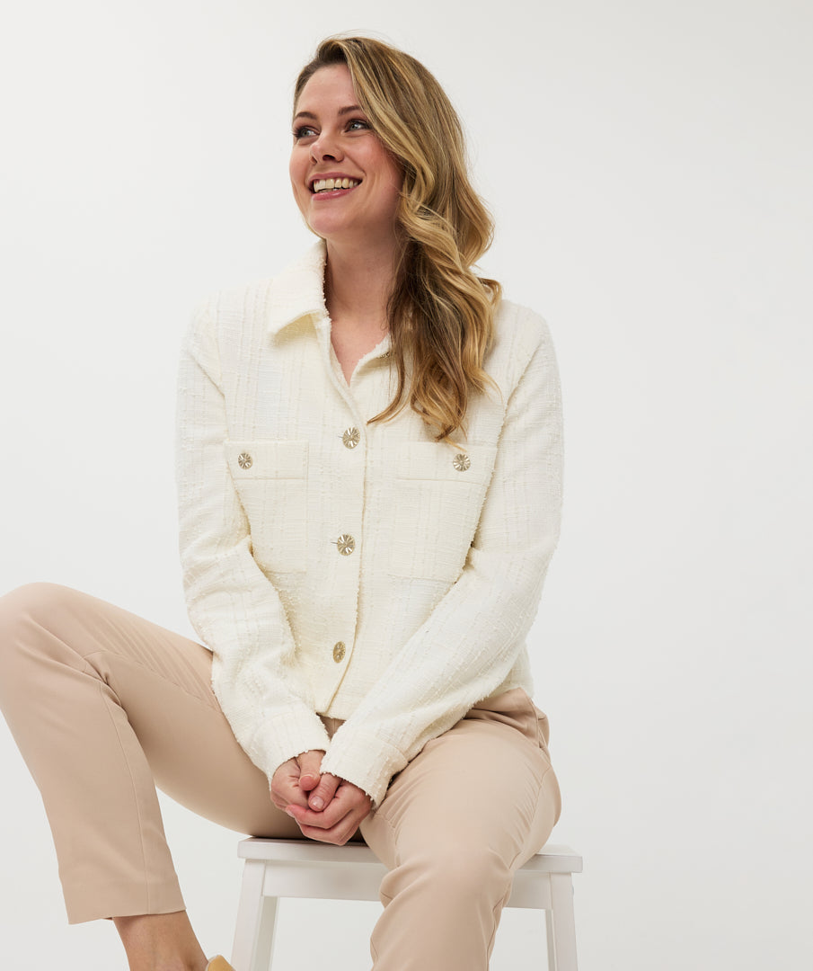 Esqualo Jacket Stretchy Boucle off white SP25.19014