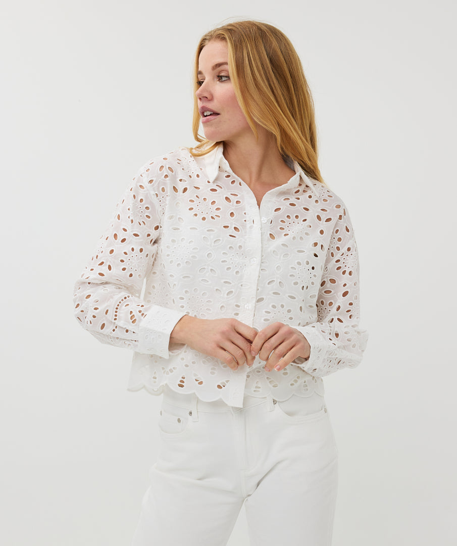 Esqualo Blouse Broidery Anglaise off white SP25.28000