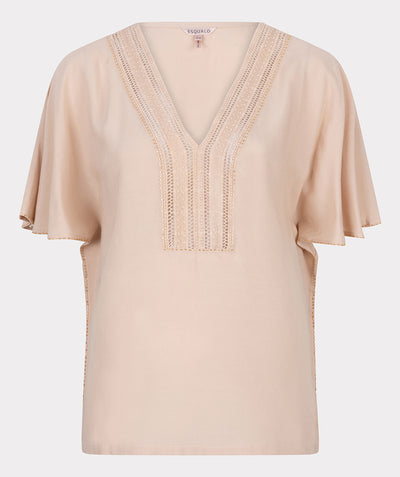 Esqualo Top Embellished HS25.14213 zand