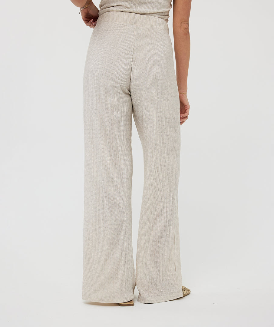 Esqualo Trousers Plisse Glitter Broek HS25.30213 champagne