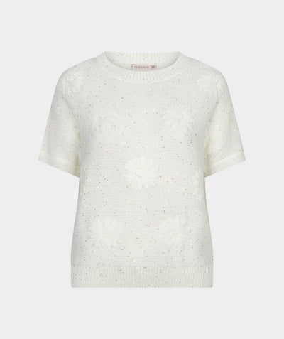 Esqualo Sweater Embroidery Flowers HS26.02220 off white