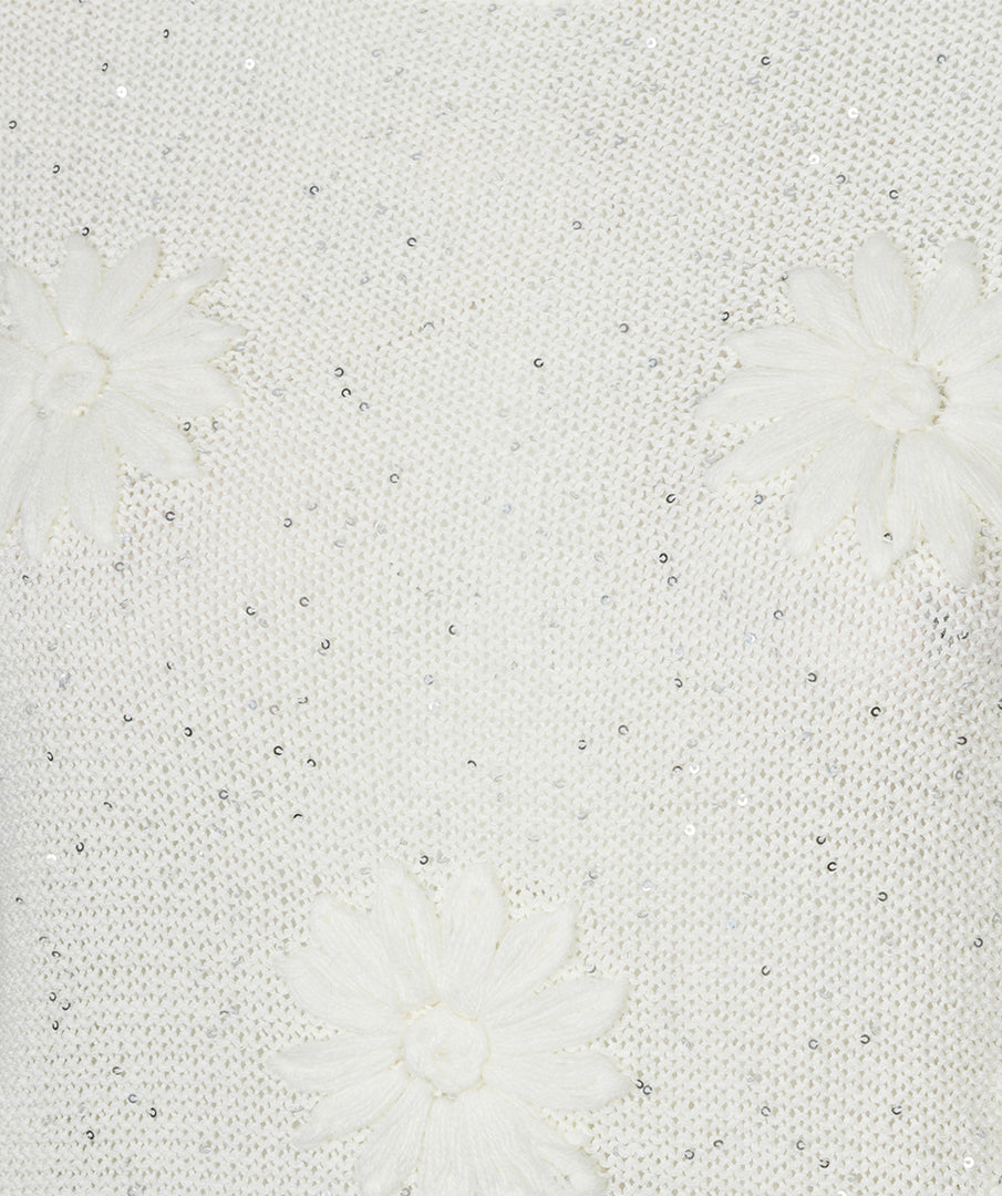Esqualo Sweater Embroidery Flowers HS26.02220 off white