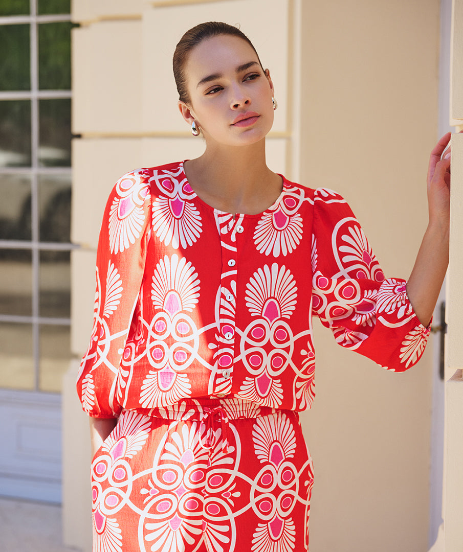 Esqualo Blouse Ronde Hals Heartfelt HS26.10203 print