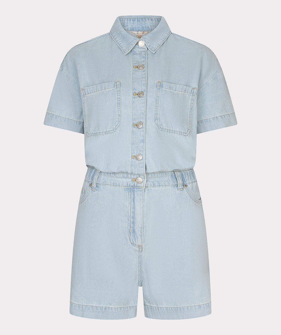 Esqualo Jumpsuit Short Light Denim HS26.12205 light jeans blue