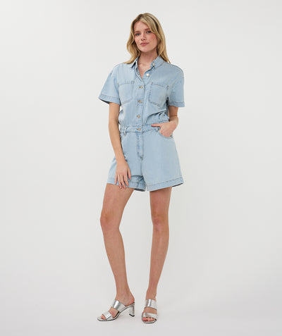 Esqualo Jumpsuit Short Light Denim HS26.12205 light jeans blue
