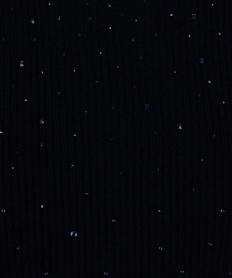 Esqualo Top Rib Short Sleeve Sequins SP26.02034 navy