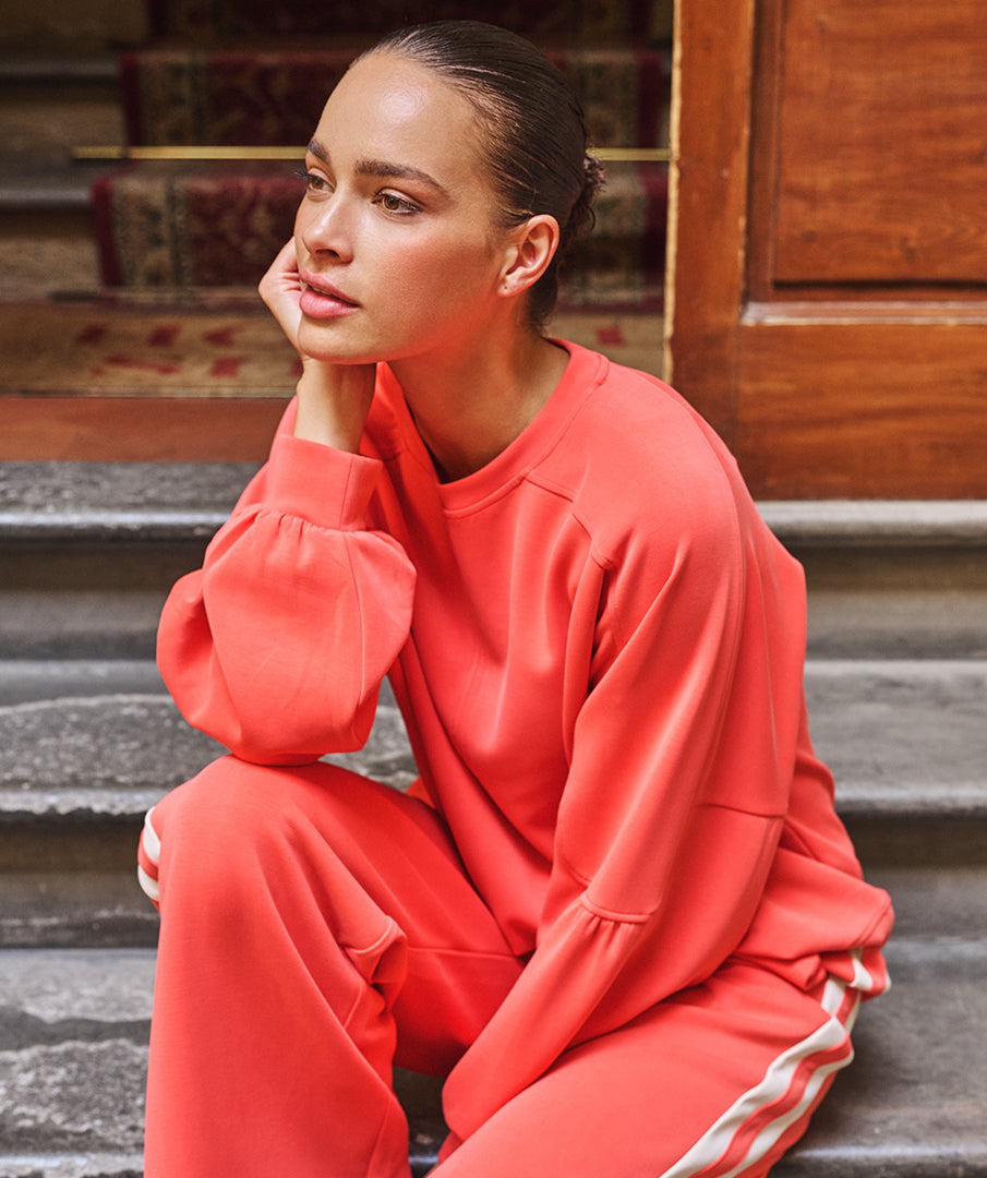 Esqualo Sweater Fancy Sleeve Modal SP26.05000 chili red