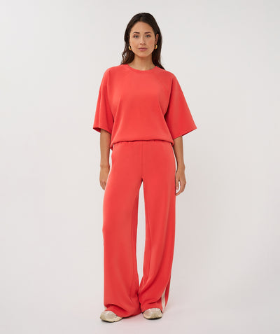 Esqualo Broek Wide Stripe Modal SP26.05006 chili red