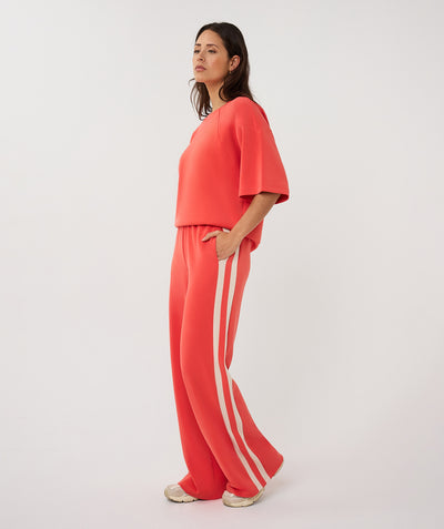 Esqualo Broek Wide Stripe Modal SP26.05006 chili red