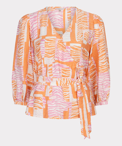 Esqualo Blouse Wrap SP26.10029 divine blocks print