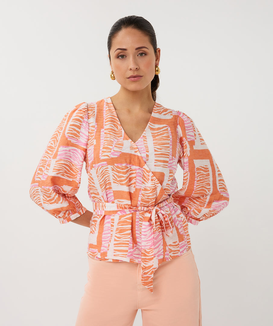 Esqualo Blouse Wrap SP26.10029 divine blocks print