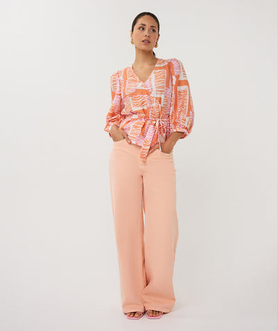 Esqualo Blouse Wrap SP26.10029 divine blocks print