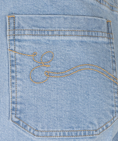 Esqualo Broek Denim Belt Wide Leg SP26.12011 light jeans blue