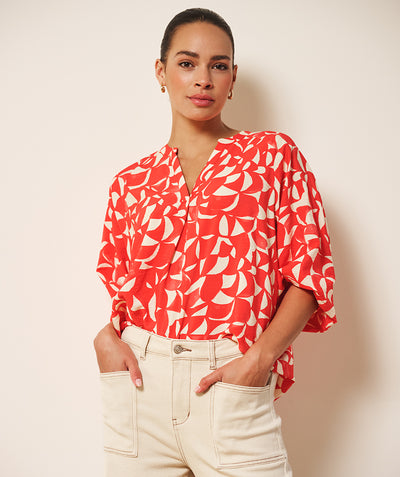 Esqualo Blouse Raglan Scarlet Graphic SP26.14003 print