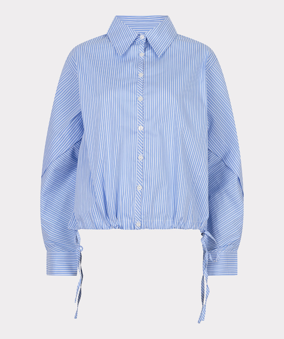 Esqualo Blouse Striped Cropped Batwing SP26.28002 blue white