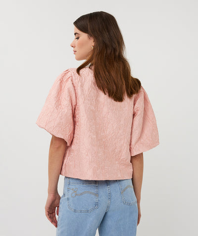 Esqualo Top Balloon Jacquard SP26.28025 faded rose