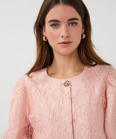 Esqualo Top Balloon Jacquard SP26.28025 faded rose