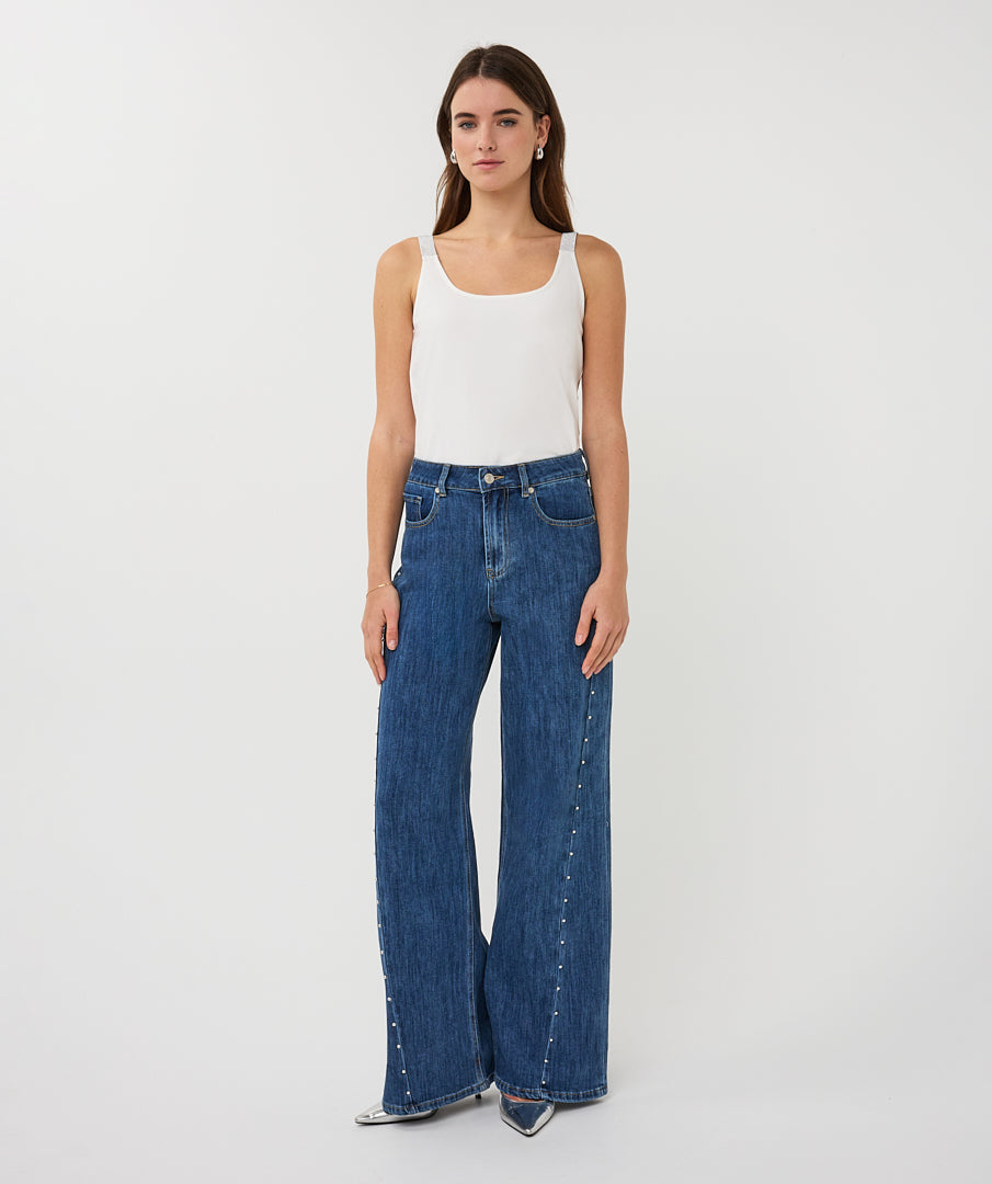 Esqualo Top Singlet Lurex Straps SP26.30010 off white