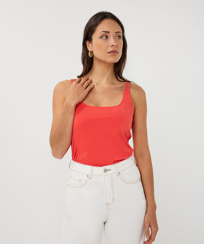Esqualo Top Singlet Lurex Straps SP26.30010 chili red
