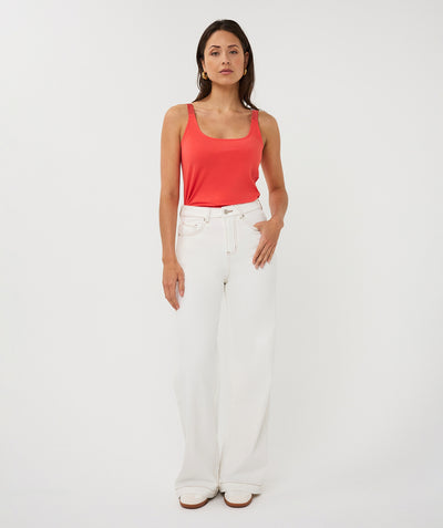 Esqualo Top Singlet Lurex Straps SP26.30010 chili red