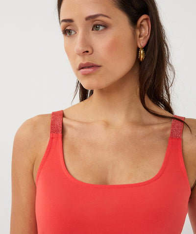 Esqualo Top Singlet Lurex Straps SP26.30010 chili red