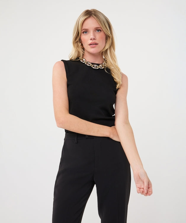 Esqualo top vrouwelijk basic slv/less zwart 30500