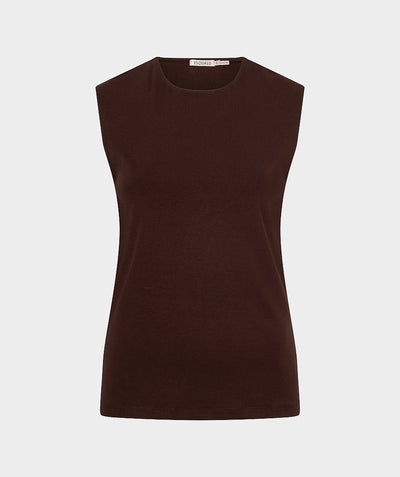 Esqualo top vrouwelijk basic slv/less bruin  30500